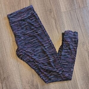 Cuddl Duds Womens Leggings with Black and Purple Stripes